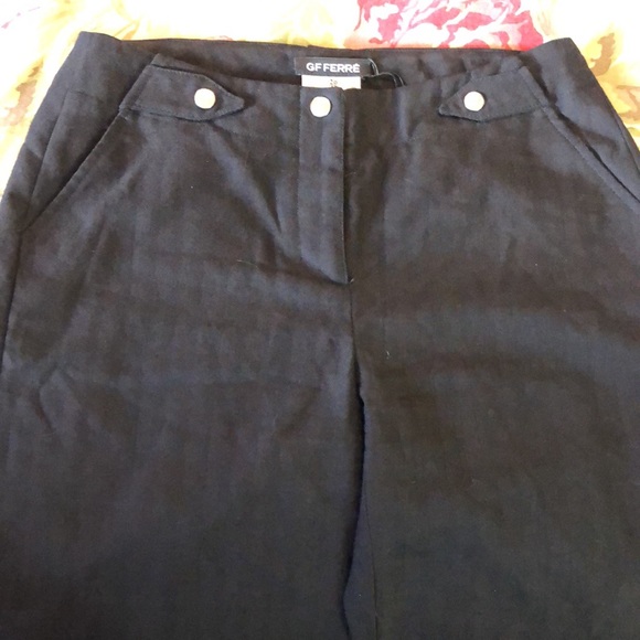 GF FERRE size EU 26 / 40 Classic Ink Black Slim Trouser LOGO Silver Buttons $279 - Picture 10 of 16